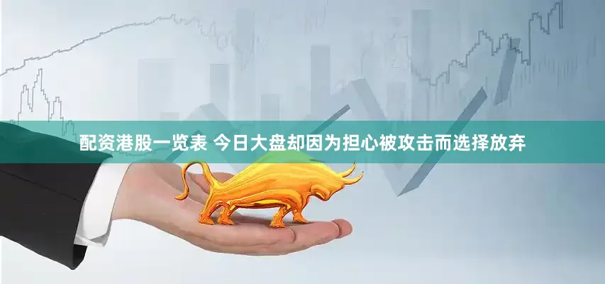 配资港股一览表 今日大盘却因为担心被攻击而选择放弃